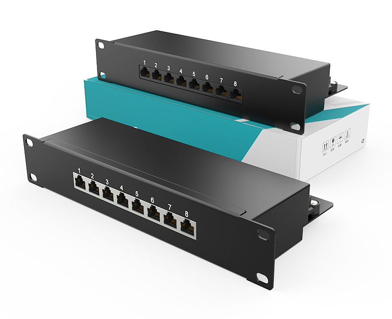 英曼1U8口-防塵網絡配線架（掛耳-桌面/機柜）Patch Panel