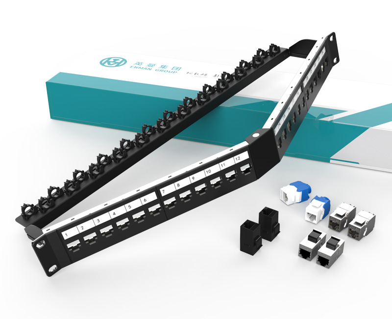 英曼1U24口-屏蔽折彎空配架，金屬空配架帶理線架托架，可裝模塊/直通 Blank patch panel